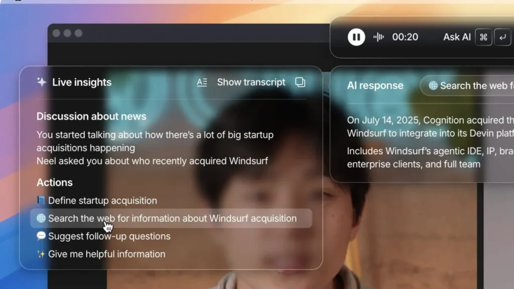 Cluely AI overlay interface demonstrating real-time interview assistance"